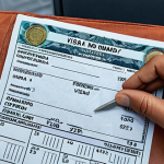 **Image:** A digital nomad stressed at a border crossing, frantically checking documents. Visa expiration date visibly highlighted. Emphasize the importance of visa compliance.