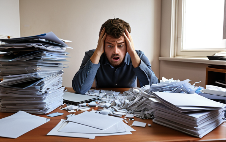 **

A person working remotely, looking stressed and overwhelmed by a disorganized mess of files scattered around their desk.

**